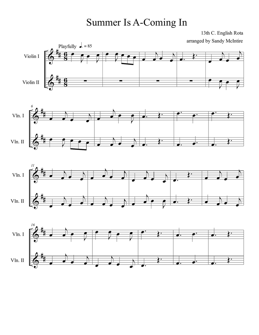 Summer Is A-Coming In String Duet scores gallery preview page 1