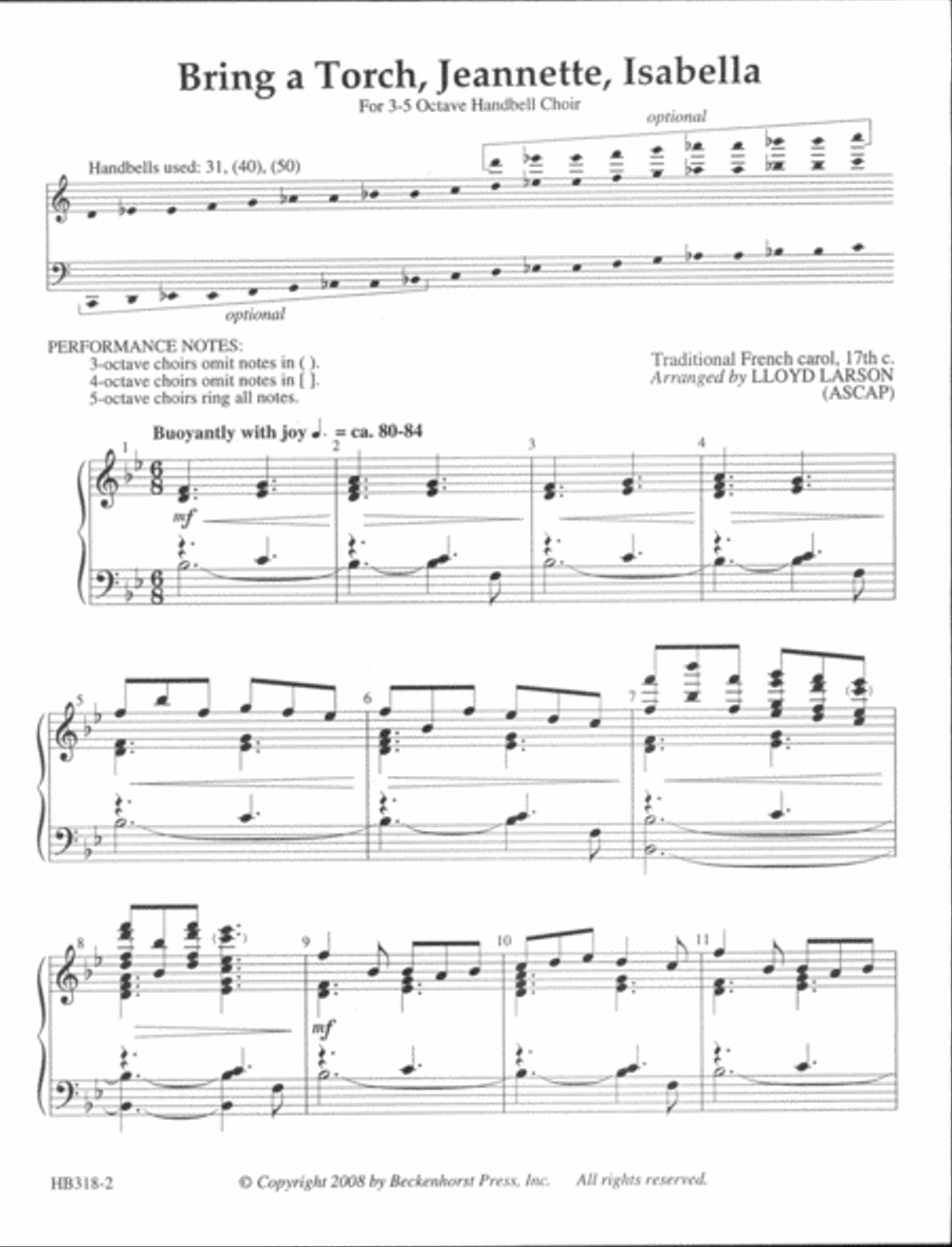 Bring a Torch, Jeannette, Isabella - Larson 5-Octaves scores gallery preview page 2