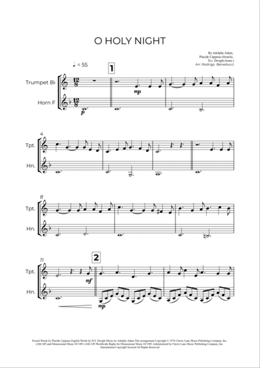 O Holy Night Brass Duet scores gallery preview page 2
