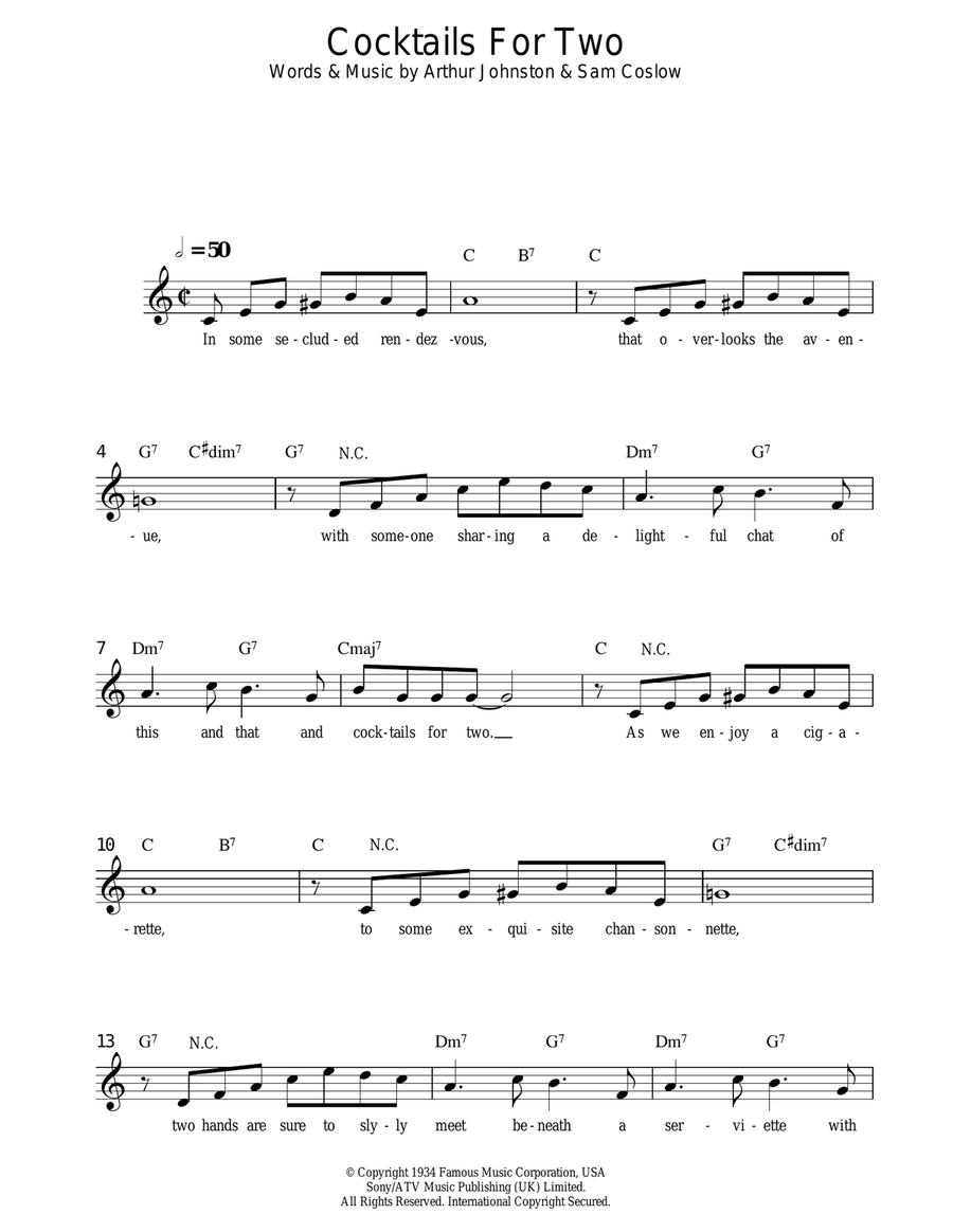Cocktails For Two Piano scores gallery preview page 1