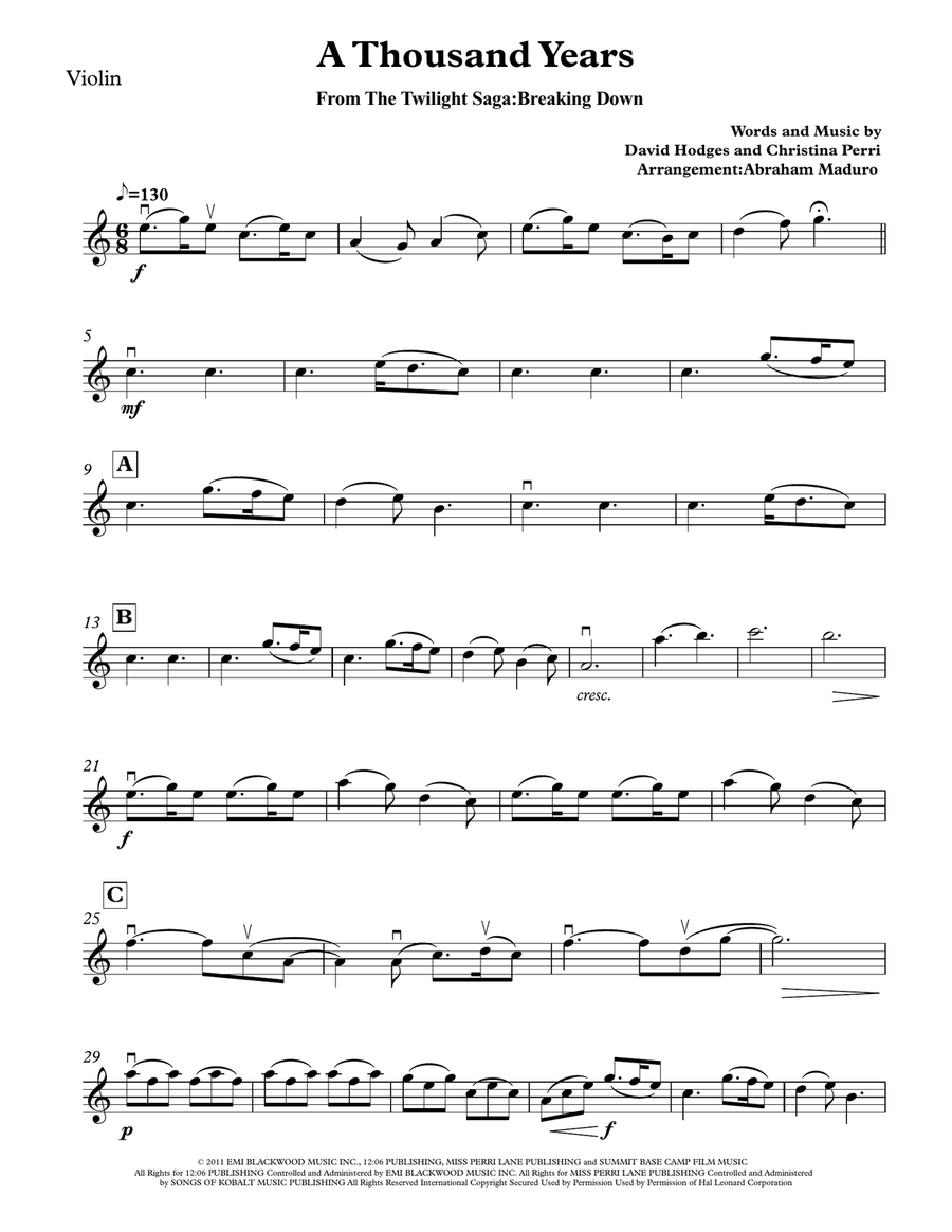 A Thousand Years String Duet scores gallery preview page 4