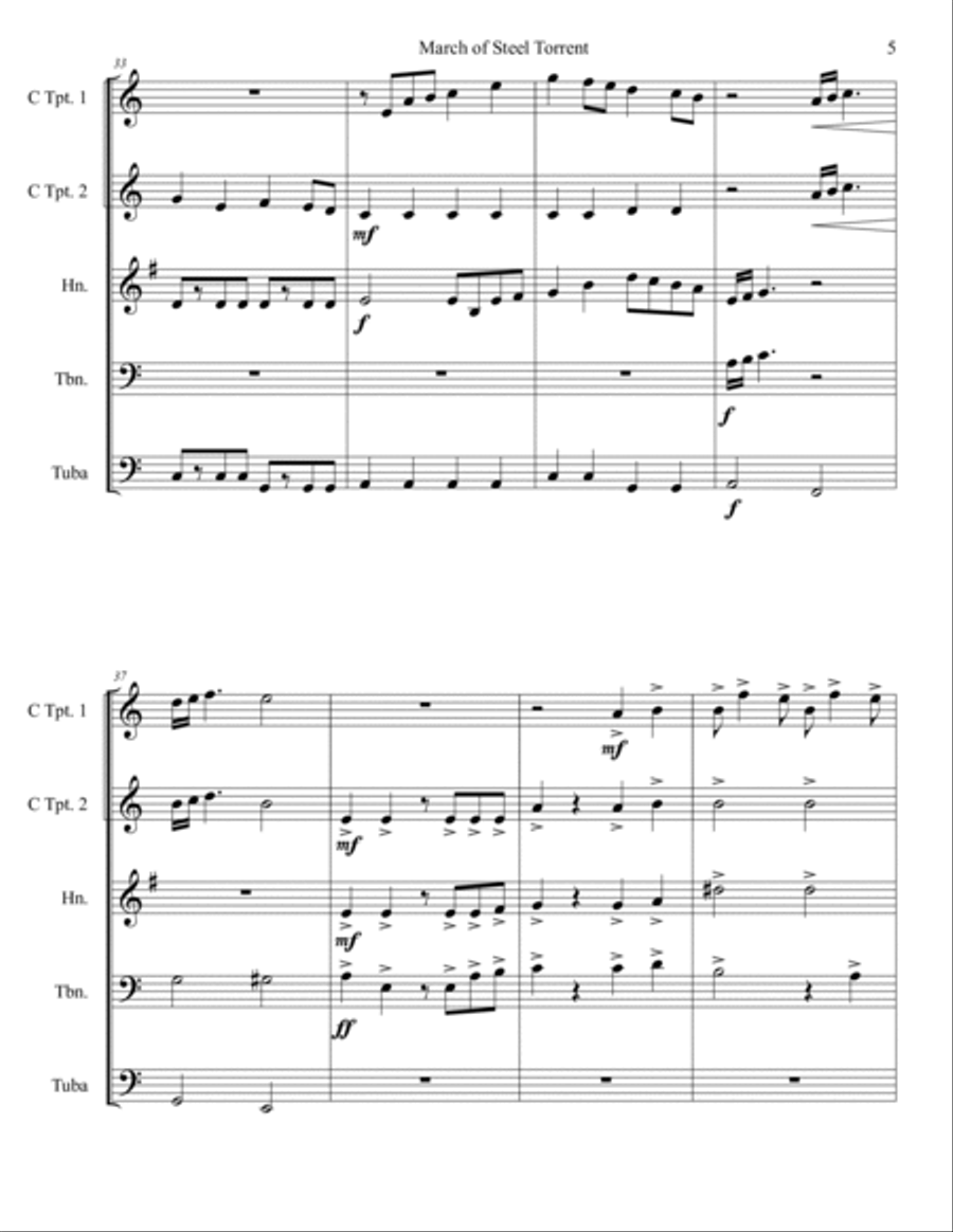 March of Steel Torrent Brass Quintet scores gallery preview page 6