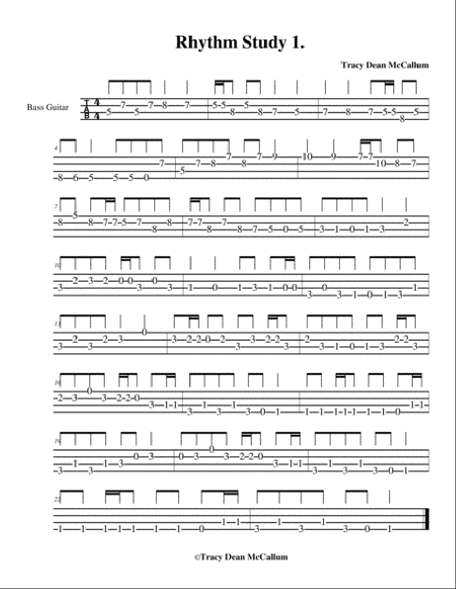 Rhythm Study No. 1 Bass Guitar Tablature image number null