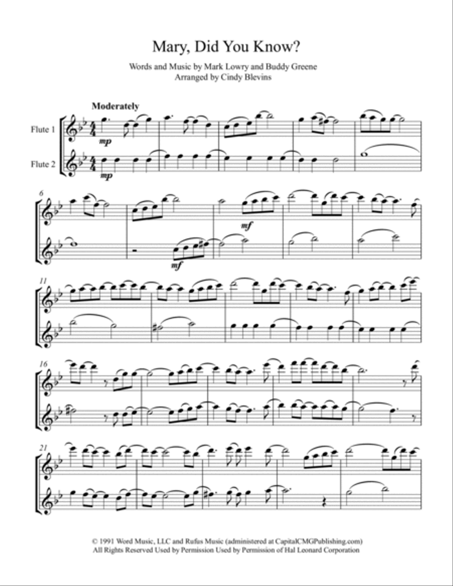 Mary, Did You Know? Flute Duet scores gallery preview page 6