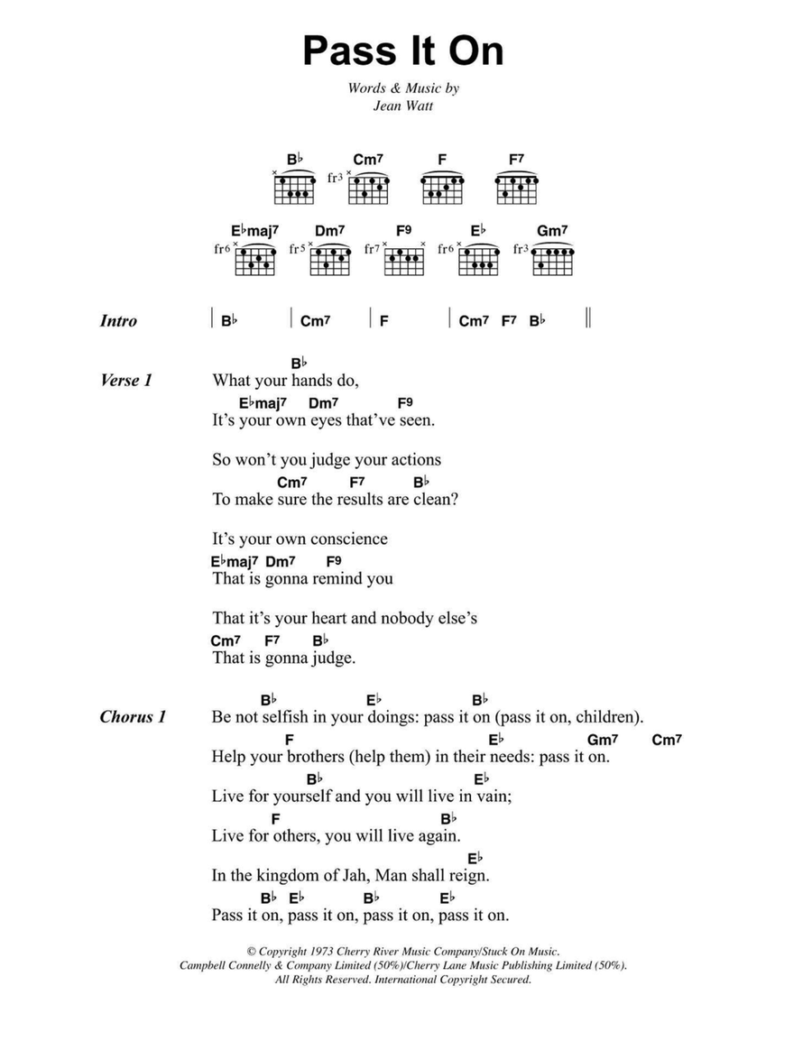 Pass It On Easy Guitar scores gallery preview page 1
