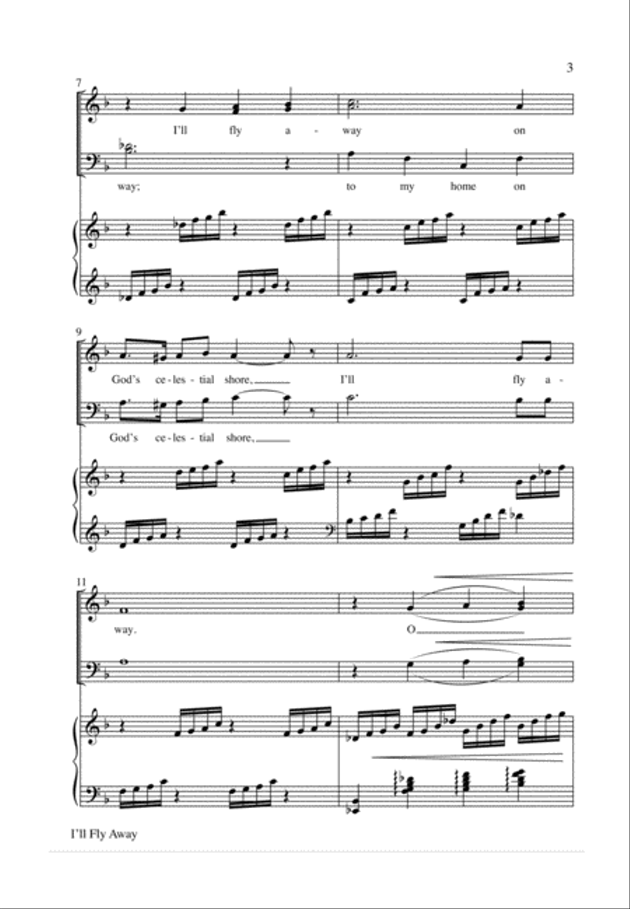 I'll Fly Away 4-Part scores gallery preview page 3
