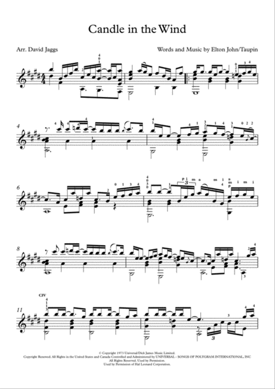 Candle In The Wind Electric Guitar scores gallery preview page 1