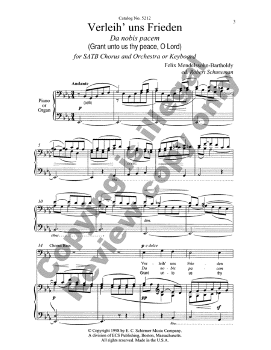 Verleih' uns Frieden (Grant Unto Us Thy Peace, O Lord) (Choral Score) image number null