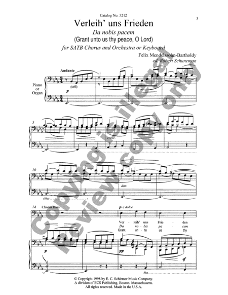 Verleih' uns Frieden (Grant Unto Us Thy Peace, O Lord) (Choral Score) image number null