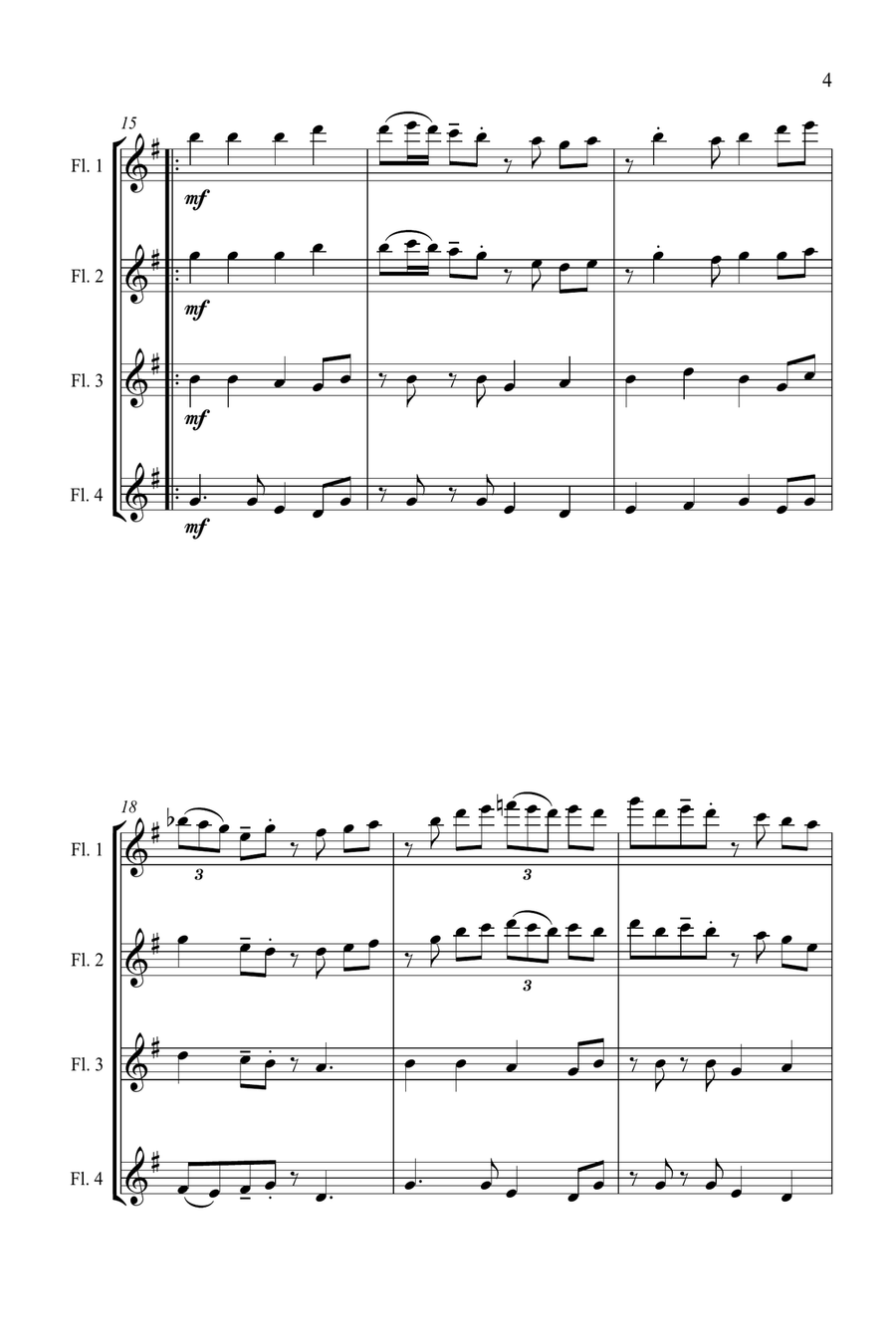 Jazz Carols Collection for Flute Quartet - Set One Flute Quartet scores gallery preview page 6