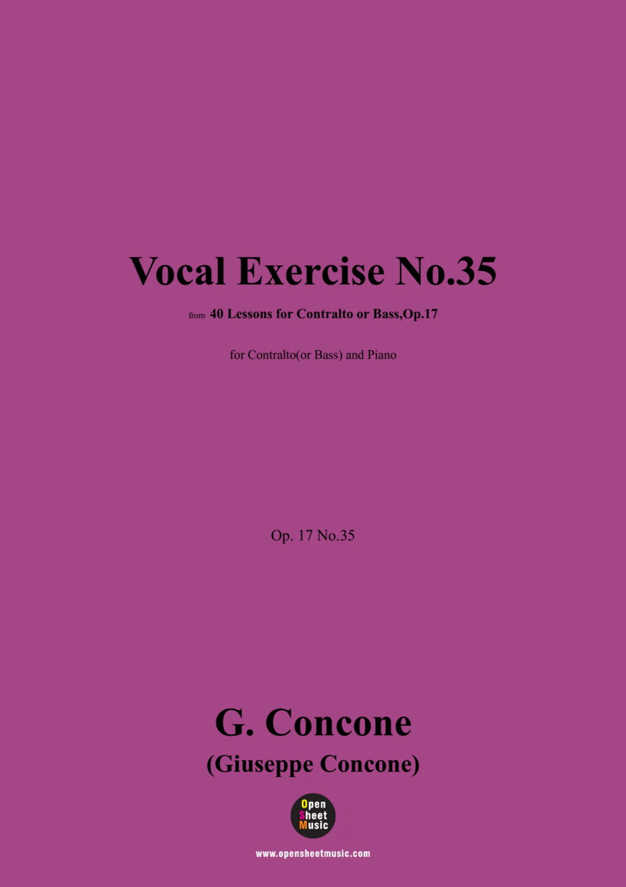 G. Concone-Vocal Exercise No.35,for Contralto(or Bass) and Piano Piano scores gallery preview page 1