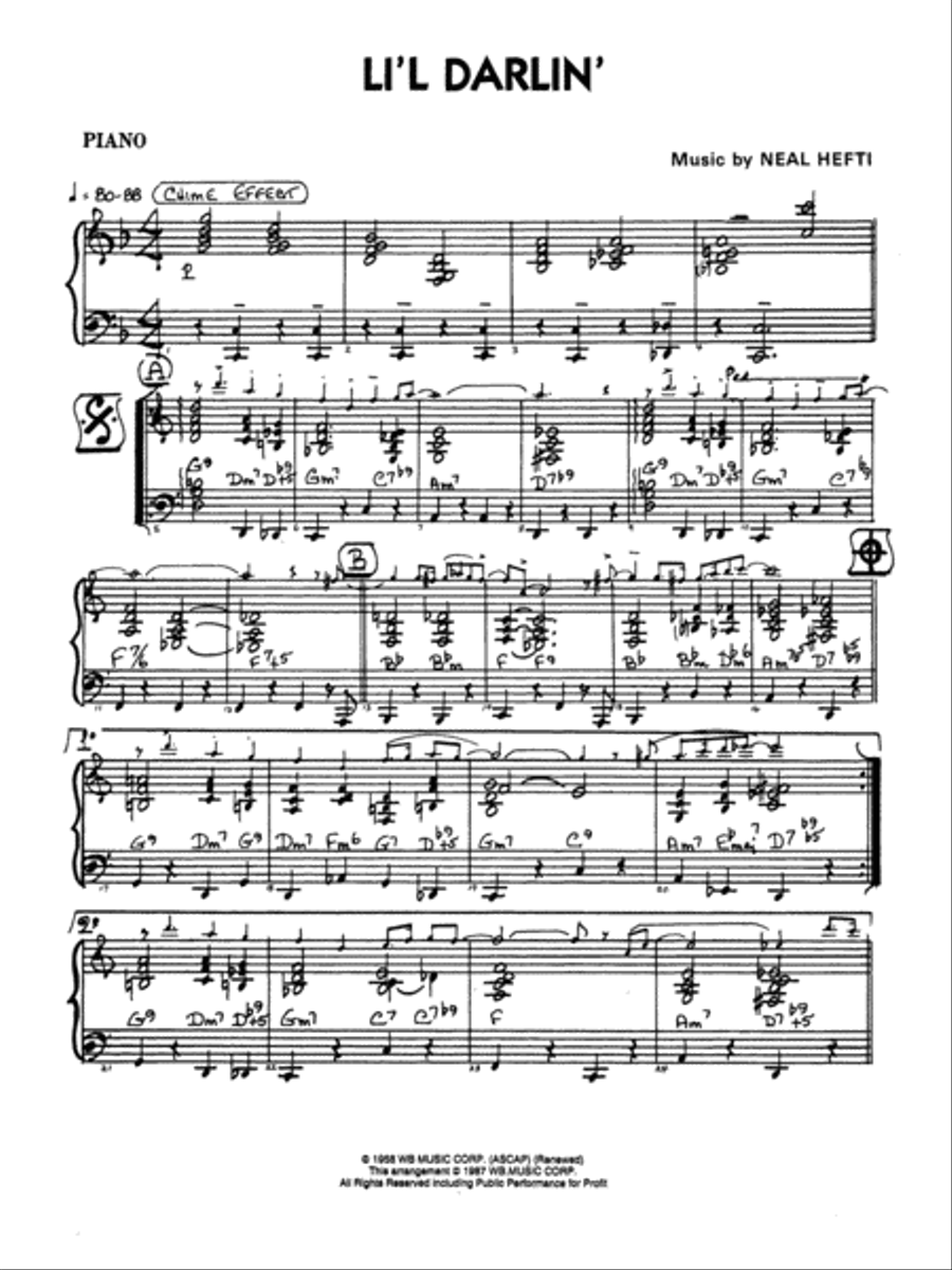 Li'l Darlin': Piano Accompaniment Jazz Ensemble scores gallery preview page 1