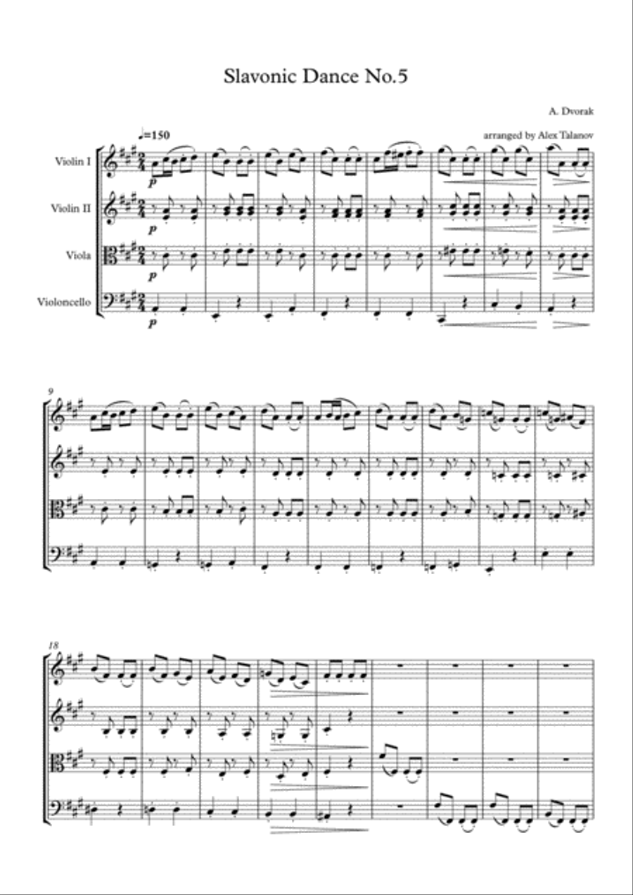Slavonic Dance No.5 Slavonic Dance No.5 String Quartet scores gallery preview page 2