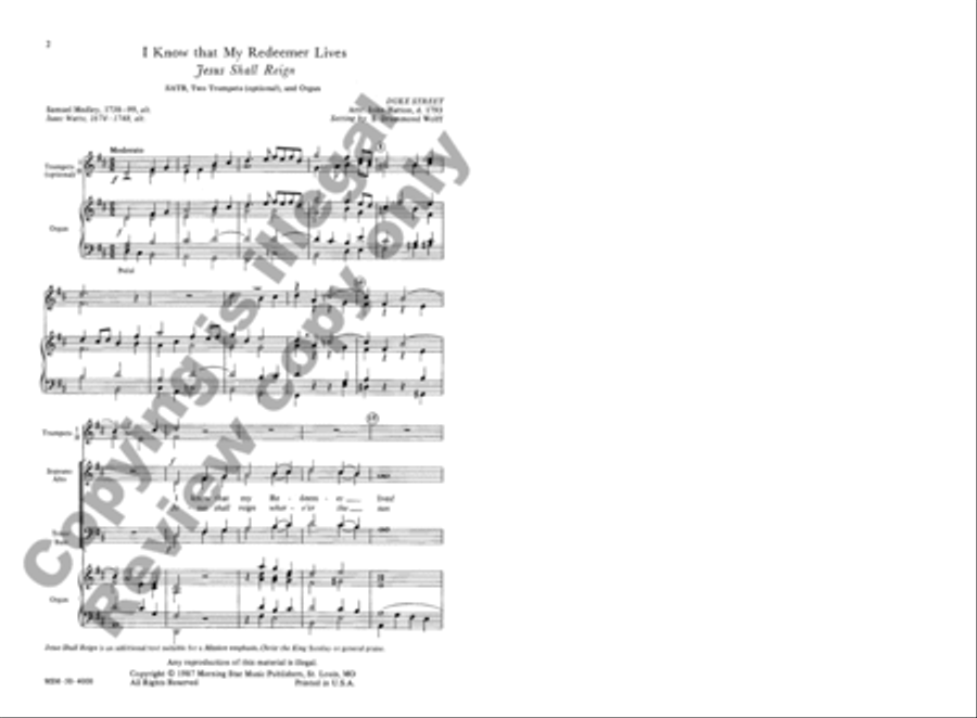 I Know That My Redeemer Lives (Jesus Shall Reign) 4-Part scores gallery preview page 2