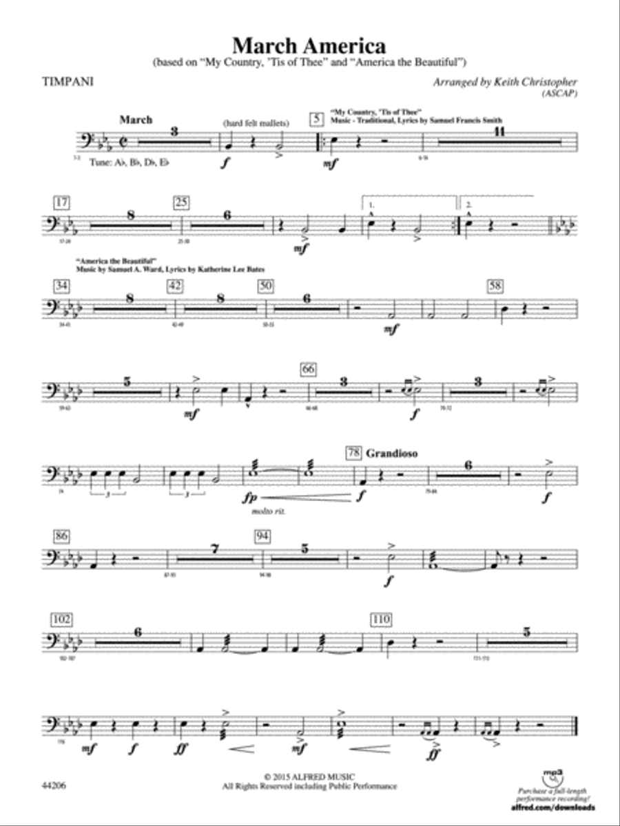 March America: Timpani Concert Band scores gallery preview page 1