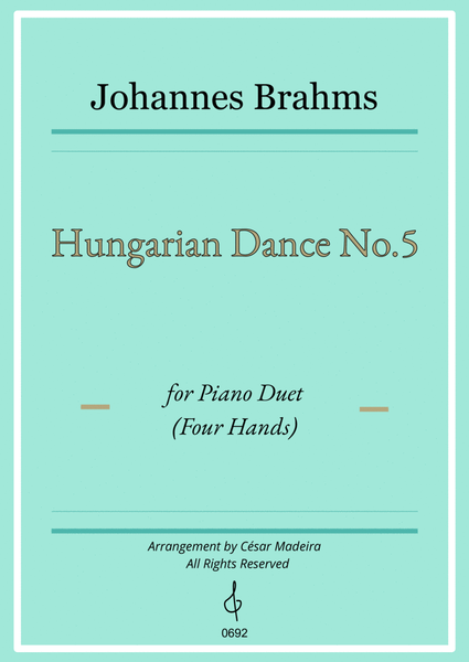 Hungarian Dance No.5 by Brahms - Piano Four Hands (Individual Parts) image number null