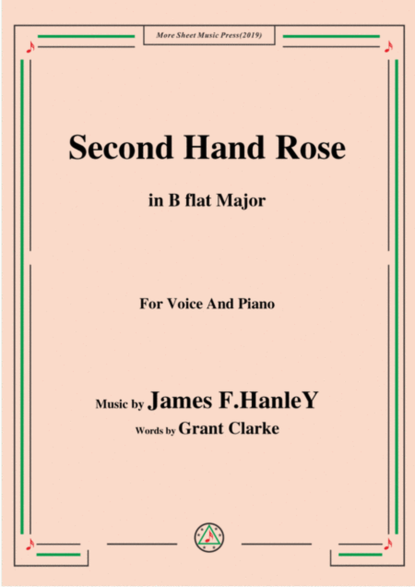 James F. HanleY-Second Hand Rose,in B flat Major,for Voice&Piano image number null