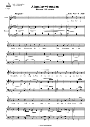 Adam lay ybounden (Original key. C minor)