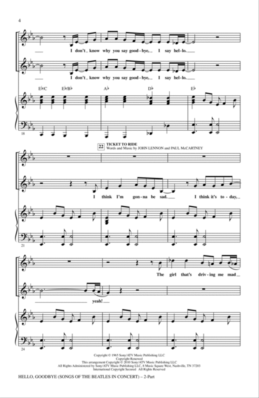 Hello, Goodbye (Songs Of The Beatles In Concert) 2-Part scores gallery preview page 3