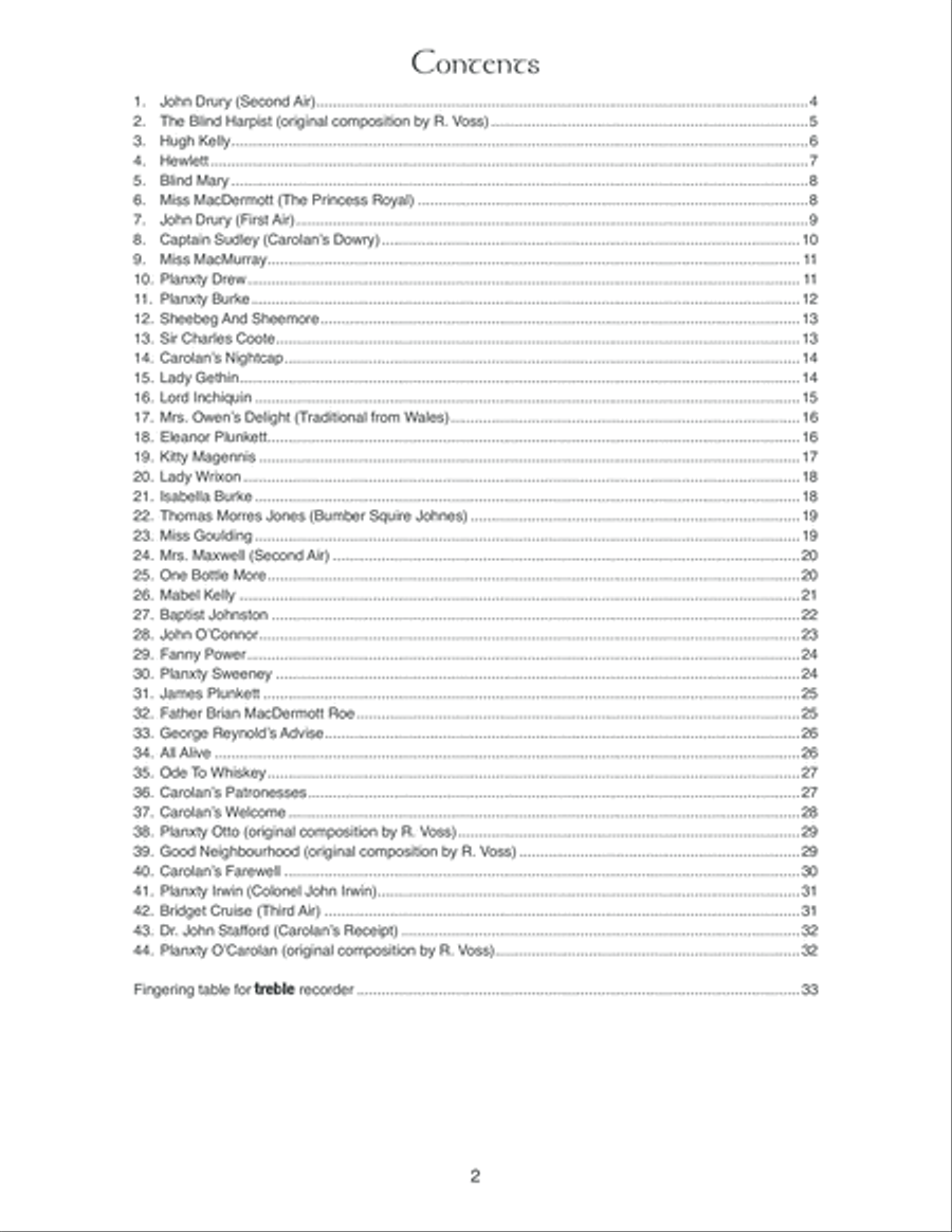 O'Carolan's Tunes for Treble/Alto Recorder