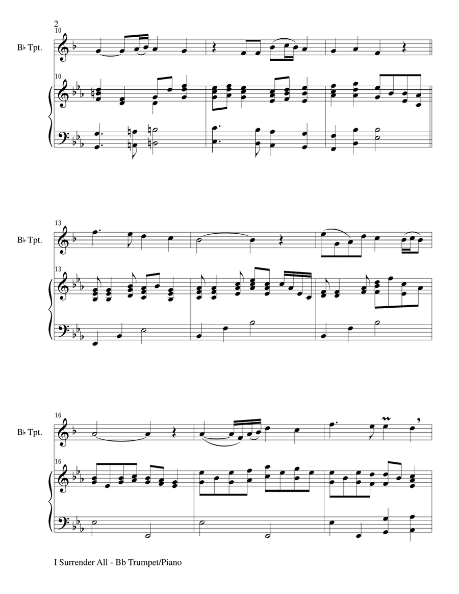 Gary Lanier: 3 BEAUTIFUL HYMNS (Duets for Bb Trumpet & Piano) Trumpet Duet scores gallery preview page 3