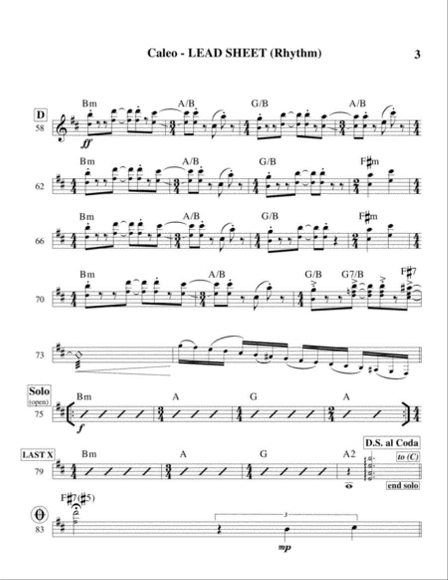 Caleo (Lead Sheet & Additional Parts) Guitar Ensemble scores gallery preview page 3