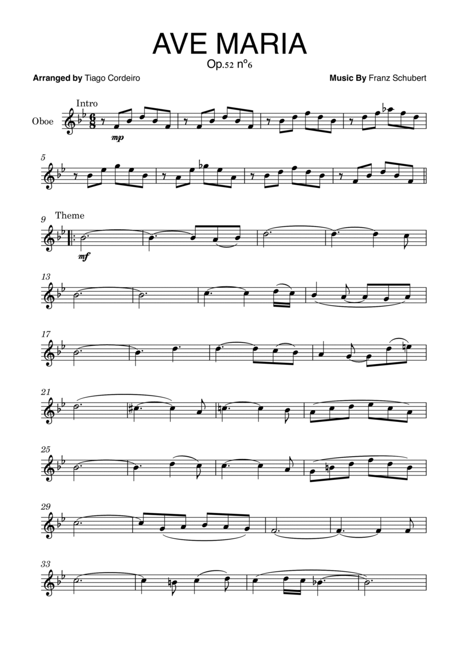 Ave Maria Op.52 nº6 Ave Maria Op.52 nº6 Oboe Solo scores gallery preview page 1