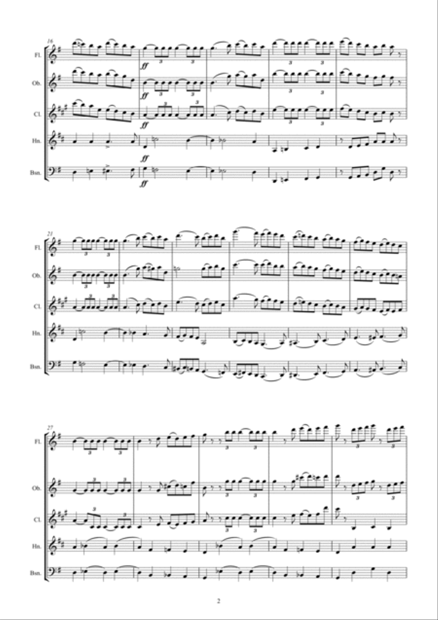 Tchaikovsky: The Seasons Op37 No.9 September (Hunter’s Song) Woodwind Quintet scores gallery preview page 4