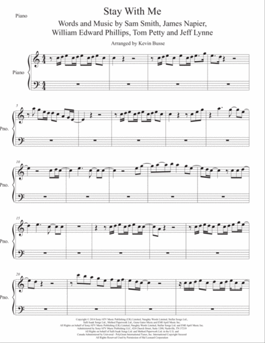 Stay With Me Easy Piano scores gallery preview page 1