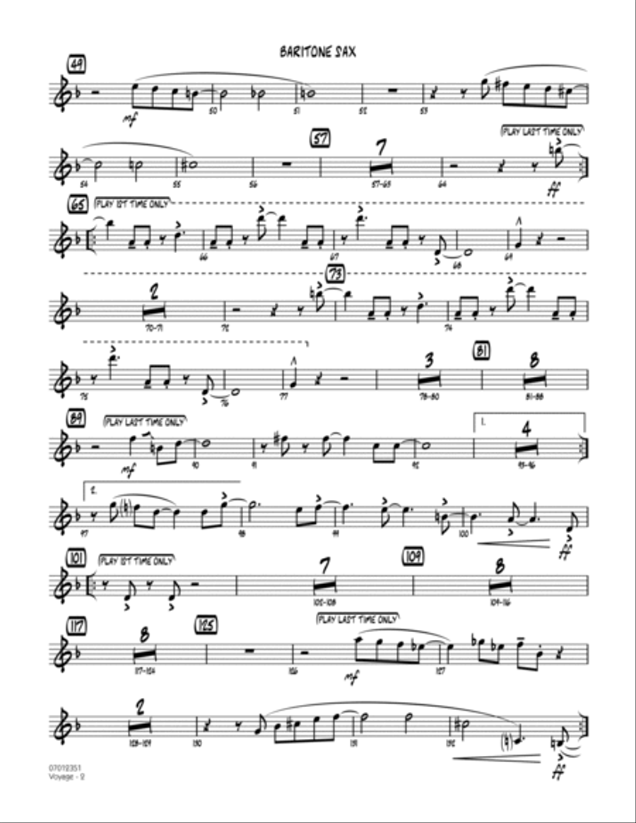 Voyage - Baritone Sax Baritone Saxophone scores gallery preview page 2