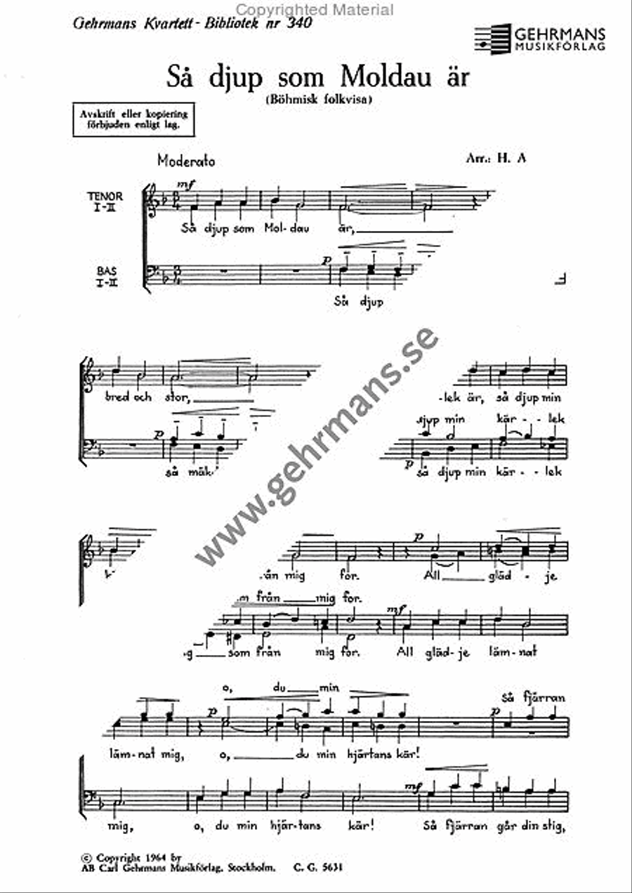Sa djup som Moldau ar TTBB scores gallery preview page 2