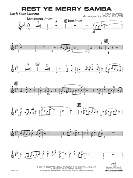 Rest Ye Merry Samba: 2nd B-flat Tenor Saxophone