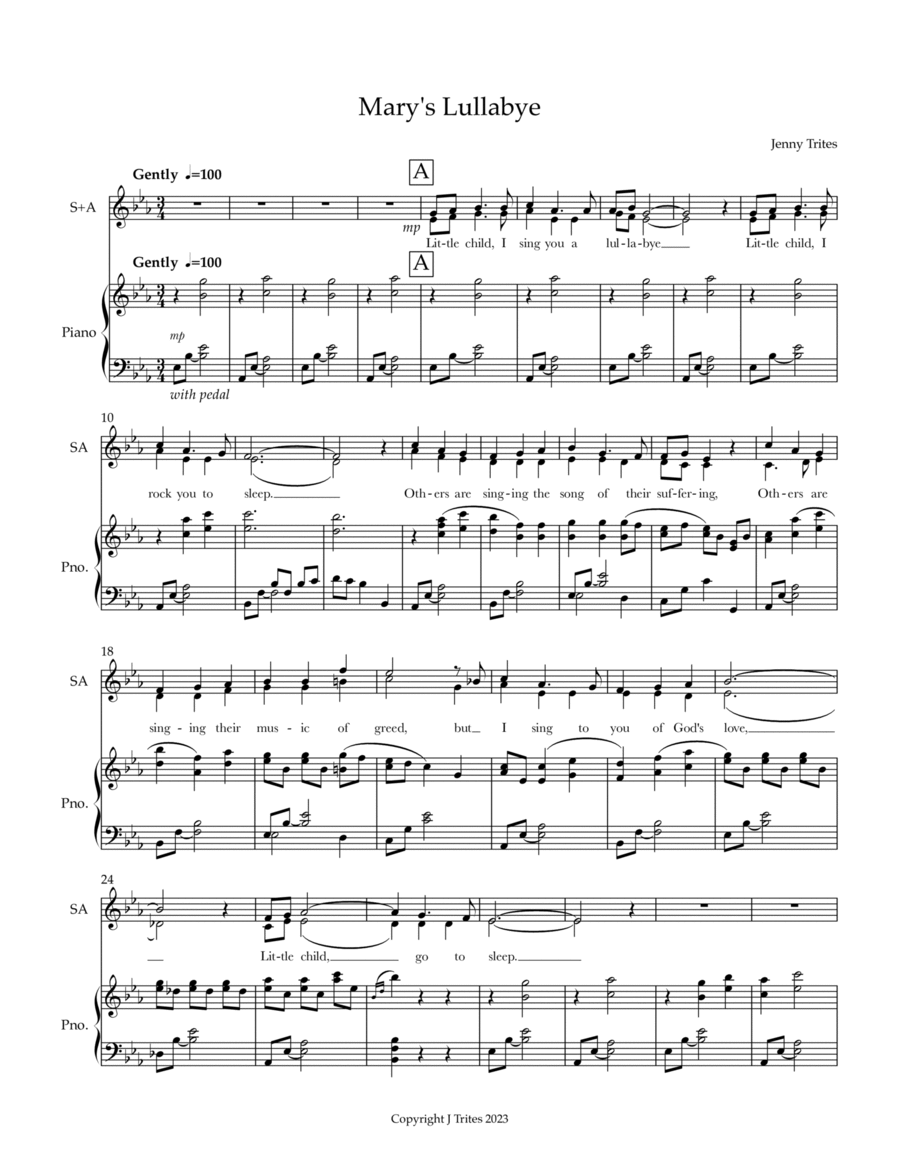 Mary's Lullabye Mary's Lullabye 4-Part scores gallery preview page 1
