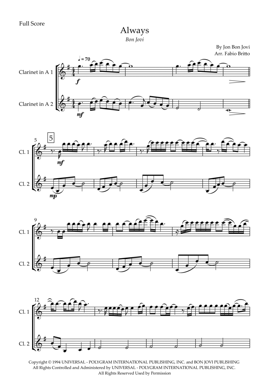 Always Clarinet Duet scores gallery preview page 1