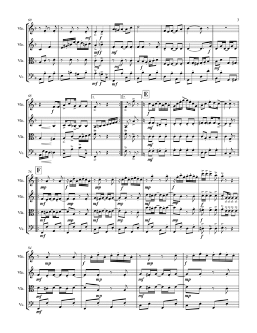 Joplin - “The Entertainer” (for String Quartet) String Quartet scores gallery preview page 4
