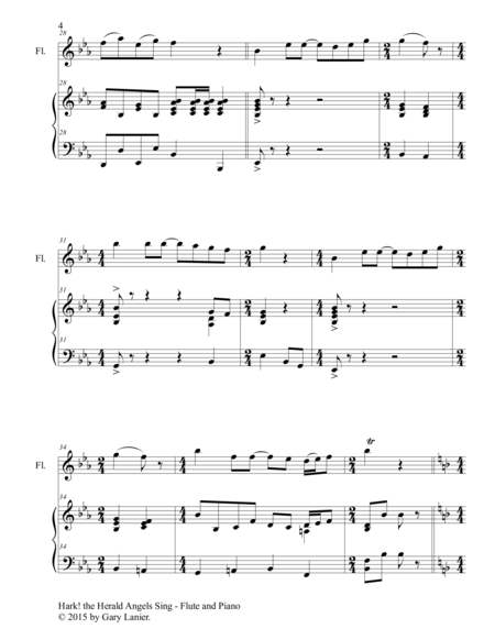 HARK! THE HERALD ANGELS SING (Duet – Flute and Piano/Score and Parts) image number null