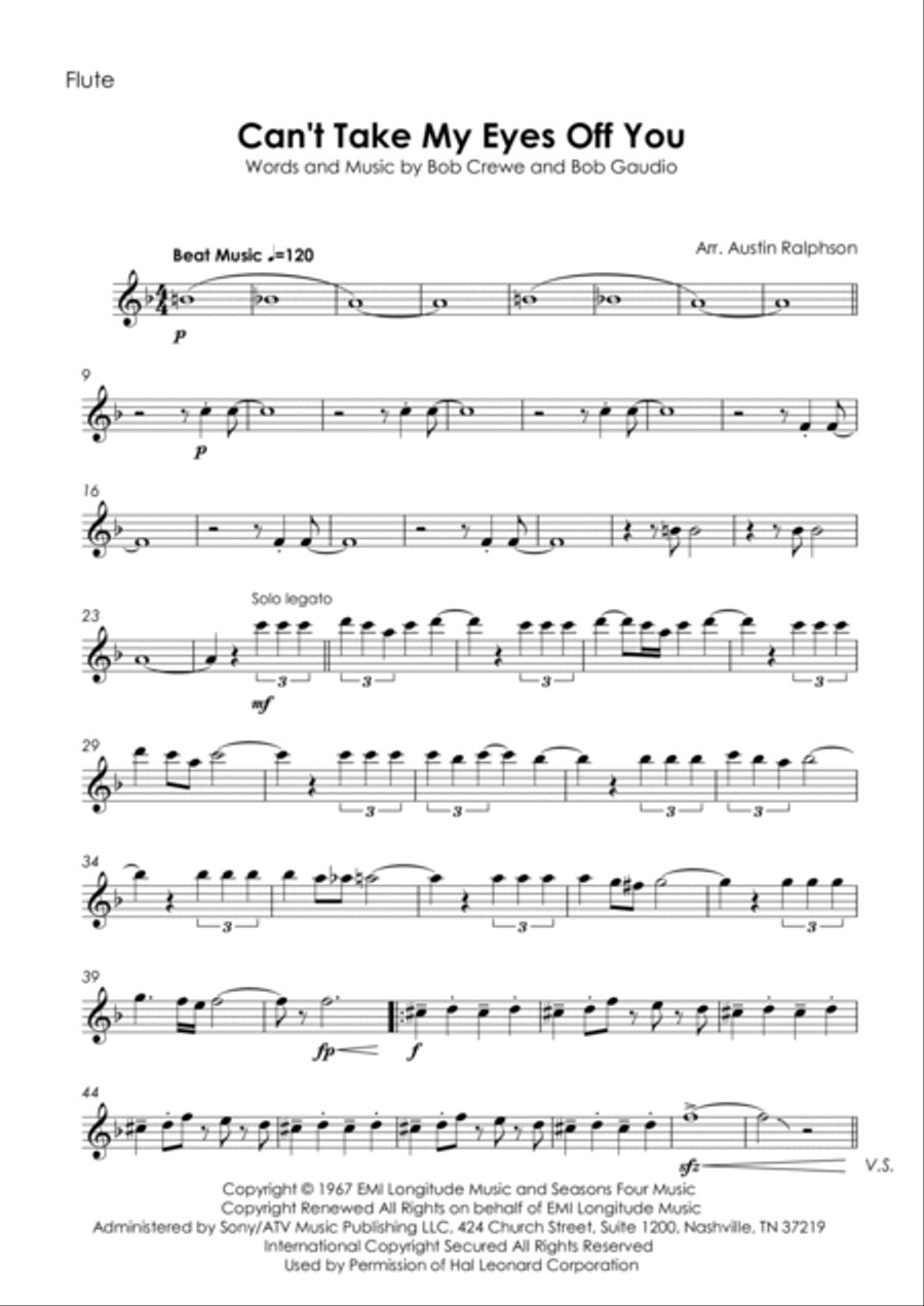 Can't Take My Eyes Off Of You Woodwind Quintet scores gallery preview page 3
