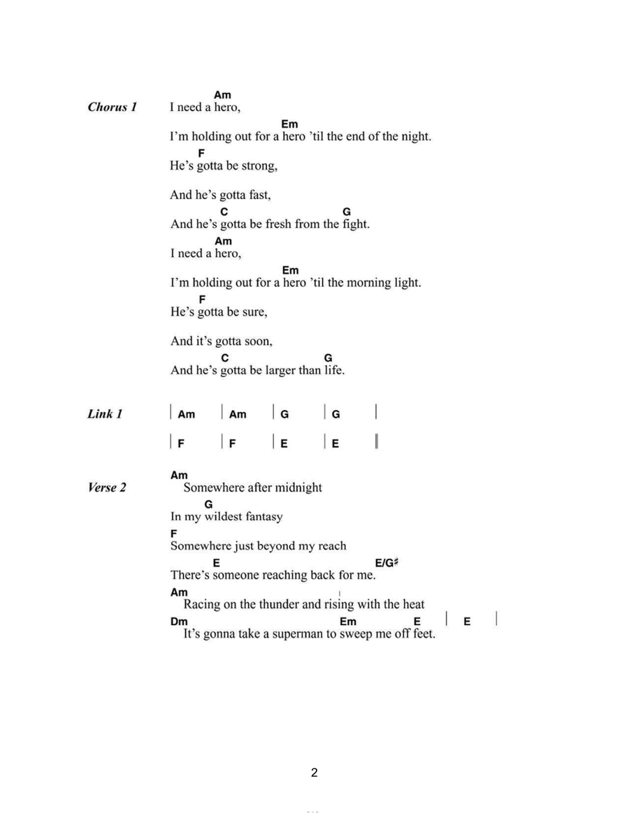 Holding Out For A Hero Holding Out For A Hero Acoustic Guitar scores gallery preview page 2