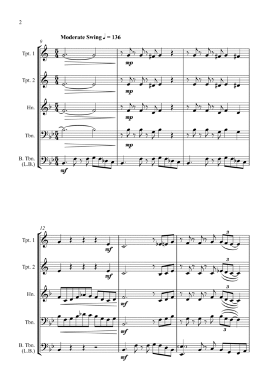 Swing Low Sweet Chariot - A Jazz Arrangement - for Brass Quartet Brass Quartet scores gallery preview page 2