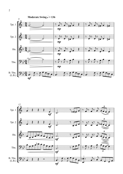 Swing Low Sweet Chariot - A Jazz Arrangement - for Brass Quartet image number null