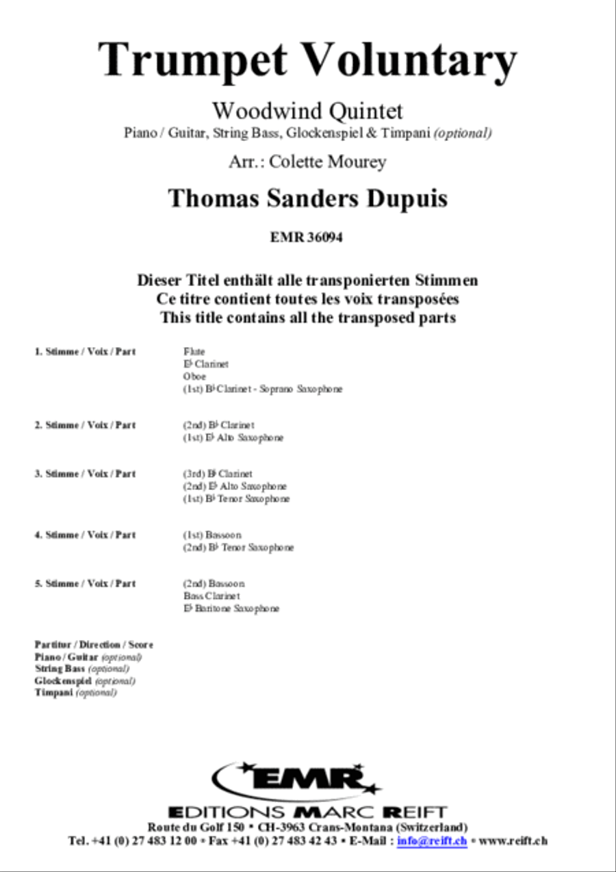 Trumpet Voluntary Woodwind Quintet scores gallery preview page 2