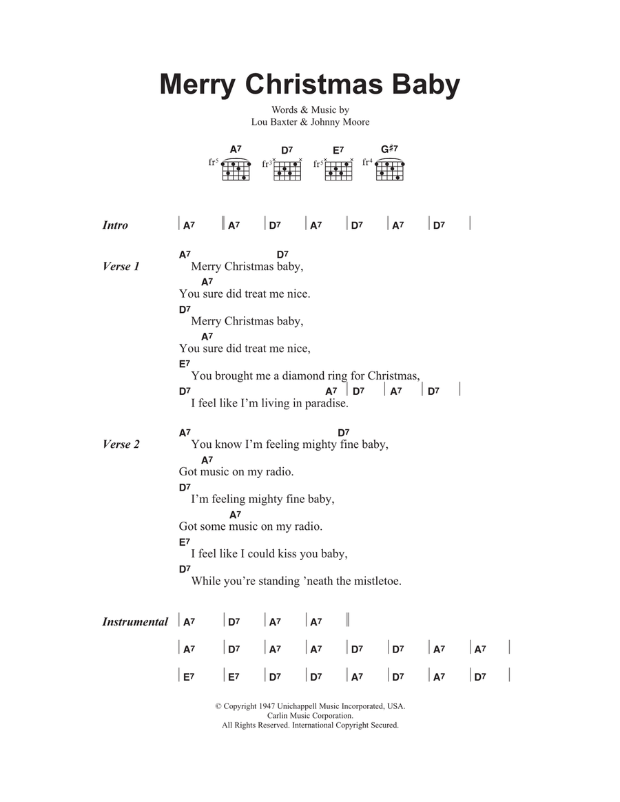 Merry Christmas, Baby Acoustic Guitar scores gallery preview page 1