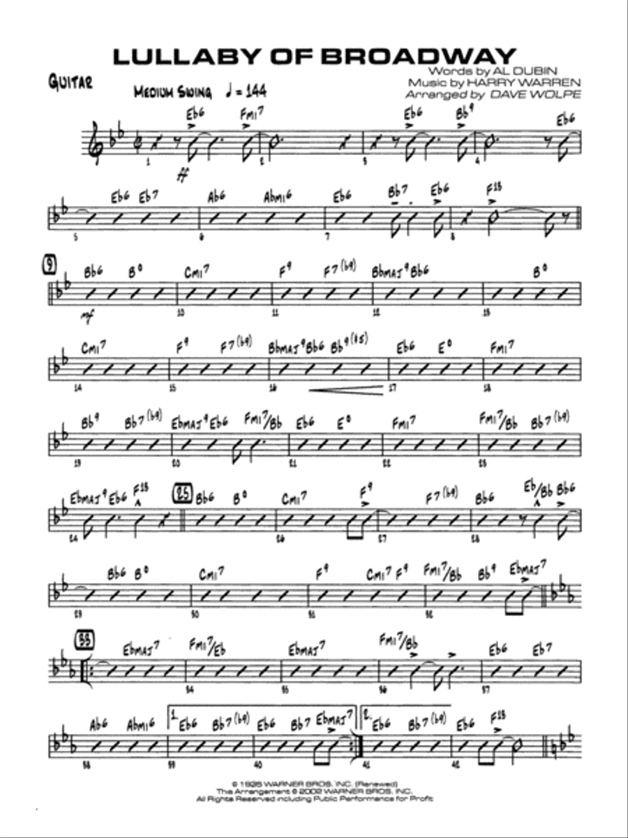 Lullaby of Broadway: Guitar Jazz Ensemble scores gallery preview page 1