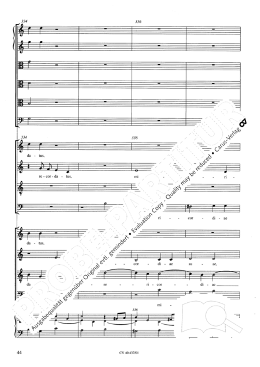 Magnificat a 8 voci con 6 vel 10 istromenti 4-Part scores gallery preview page 40