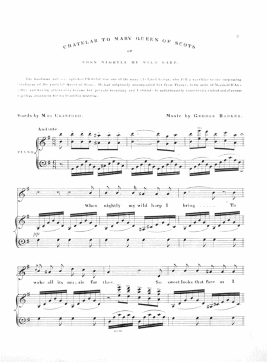 Chatelar to Mary Queen of Scots, or, When Nightly My Wild Harp Harp scores gallery preview page 2