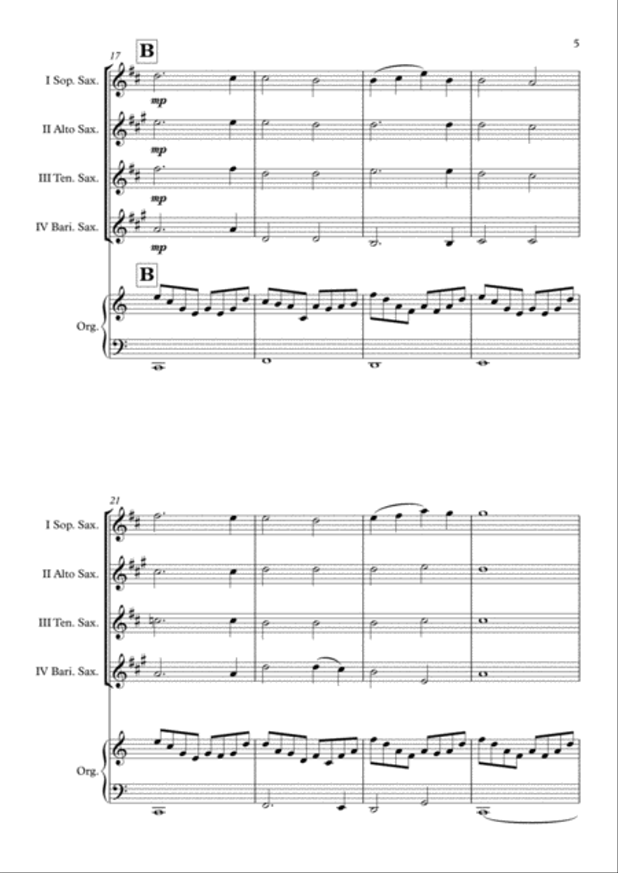 Mr. Bean Animated Series Theme Saxophone Quartet scores gallery preview page 6