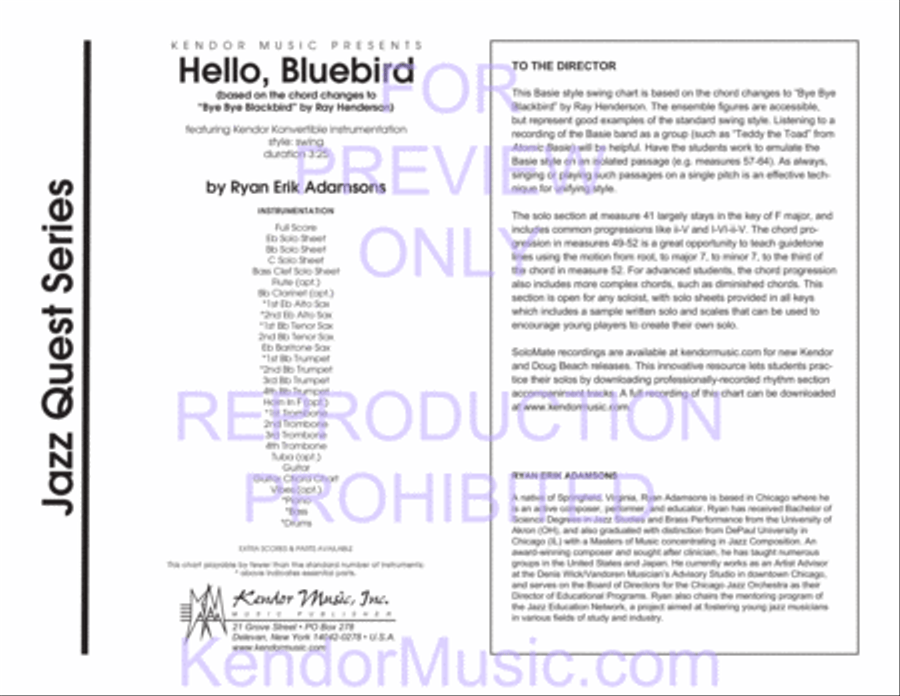Hello, Bluebird (based on the chord changes to 'Bye Bye Blackbird' by Ray Henderson) image number null