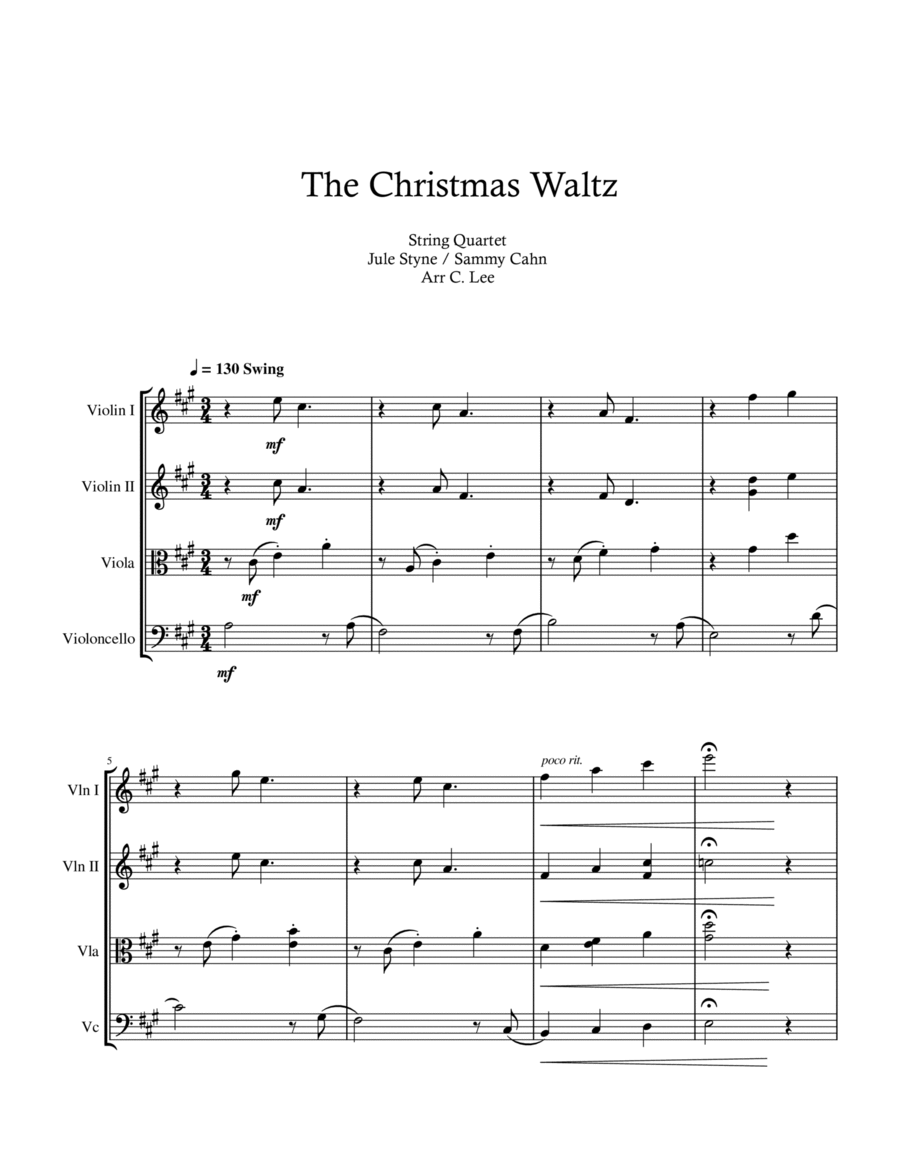 The Christmas Waltz String Quartet scores gallery preview page 1