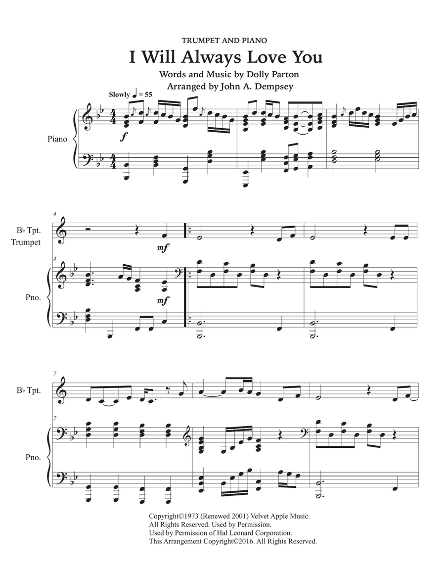 I Will Always Love You Trumpet Solo scores gallery preview page 4