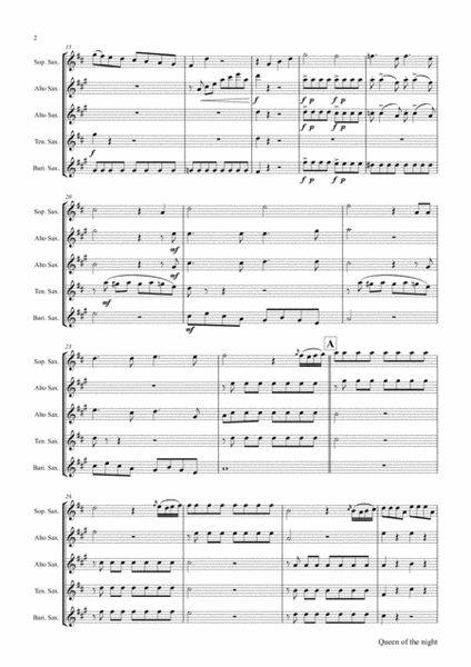 The Magic Flute Queen of the night - KV 620 W.A.Mozart - Saxophone Quintet - A-Minor